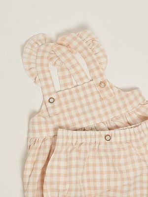 3. Vestido de algodón elástico para bebé Blanco-Nude