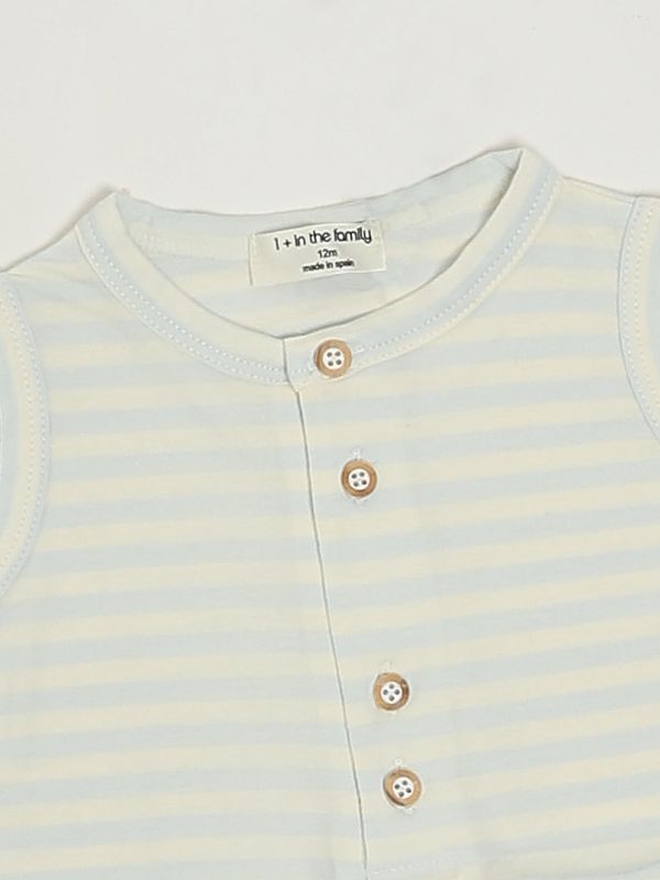 3. Baby-Strampler aus Stretch-Baumwollmix Weiß-Hellblau 1+ in the family pedro