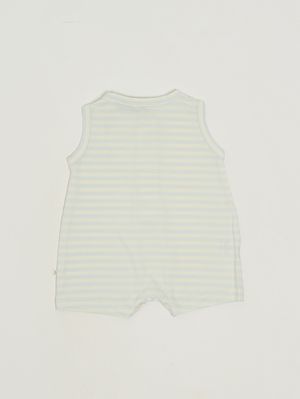 2. Baby-Strampler aus Stretch-Baumwollmix Weiß-Hellblau