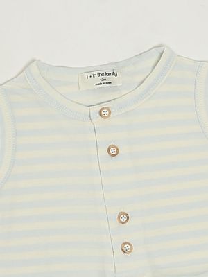 3. Baby-Strampler aus Stretch-Baumwollmix Weiß-Hellblau