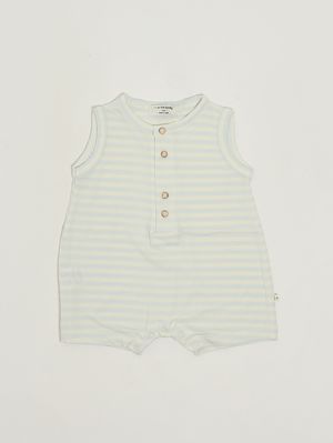 1. Baby-Strampler aus Stretch-Baumwollmix Weiß-Hellblau