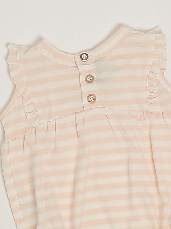 3. Barboteuse en mélange de coton extensible pour bébé fille Blanc-Nude 1+ in the family cinnia