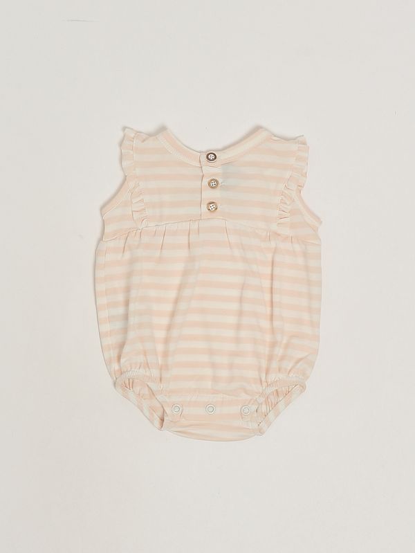 1. Barboteuse en mélange de coton extensible pour bébé fille Blanc-Nude 1+ in the family cinnia