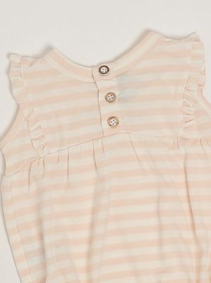 3. Barboteuse en mélange de coton extensible pour bébé fille Blanc-Nude