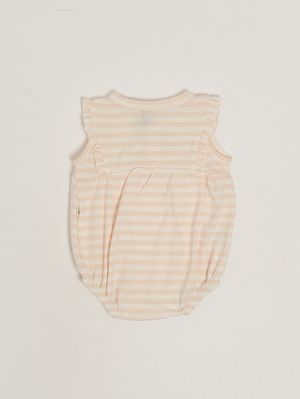 2. Barboteuse en mélange de coton extensible pour bébé fille Blanc-Nude