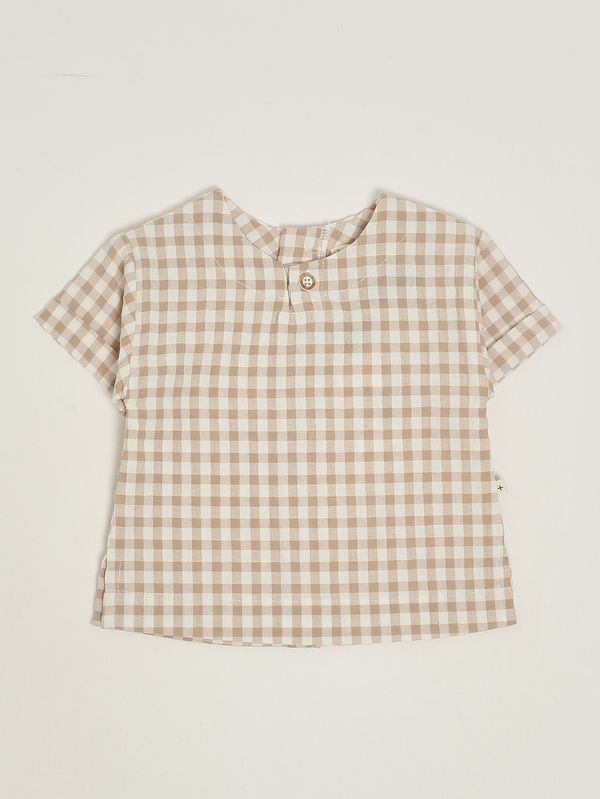 1. Camicia neonato in misto cotone Bianco-Beige 1+ in the family santorini