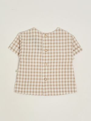 2. Camicia neonato in misto cotone Bianco-Beige