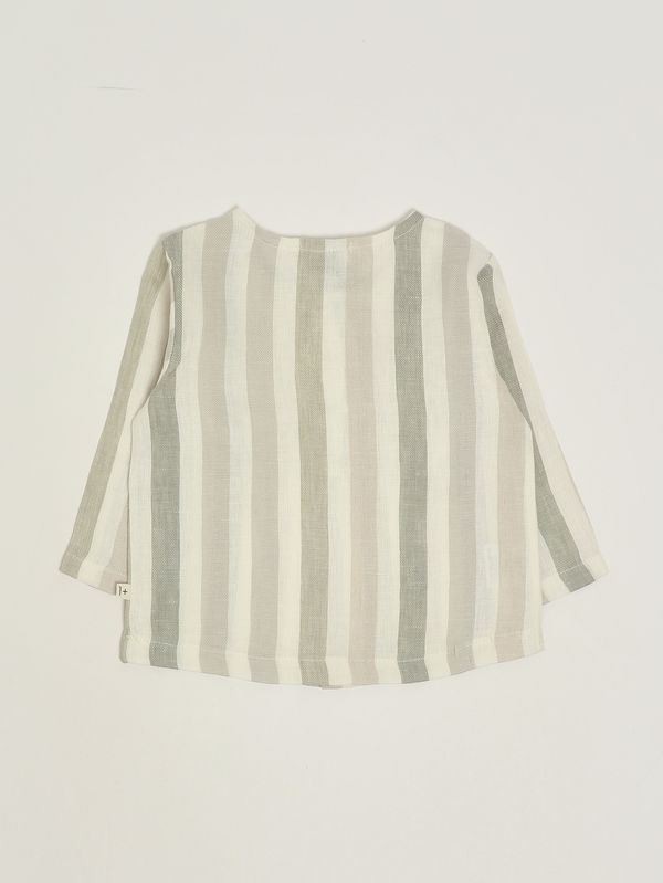 2. Camicia neonato in lino Beige-Verde 1+ in the family casavells