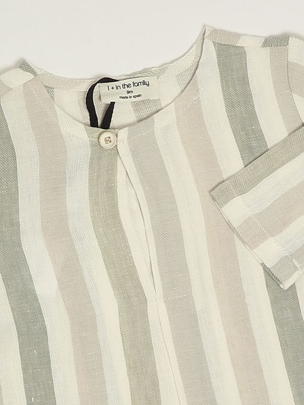 3. Camicia neonato in lino Beige-Verde 1+ in the family casavells