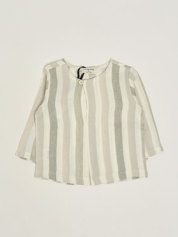 1. Camicia neonato in lino Beige-Verde 1+ in the family casavells
