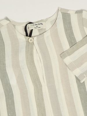 3. Camicia neonato in lino Beige-Verde