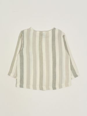 2. Camicia neonato in lino Beige-Verde