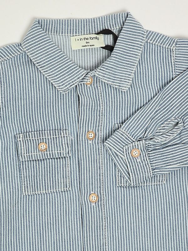 3. Camicia neonato in cotone Bianco-Azzurro 1+ in the family arta