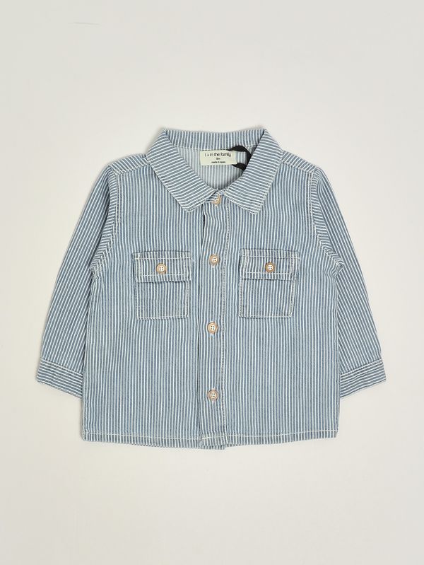 Camicia neonato in cotone Bianco-Azzurro 1+ in the family