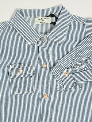 3. Camicia neonato in cotone Bianco-Azzurro