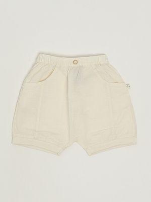 1. Pantaloncino neonato in cotone stretch Ecrù