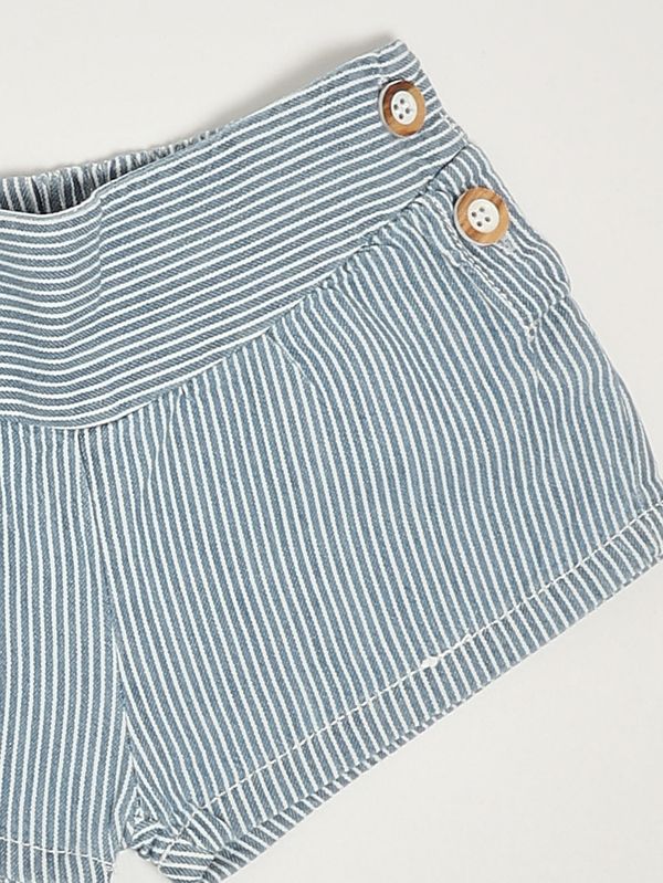 3. Pantaloncino neonata in cotone Bianco-Azzurro 1+ in the family deia