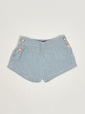 1. Pantaloncino neonata in cotone Bianco-Azzurro