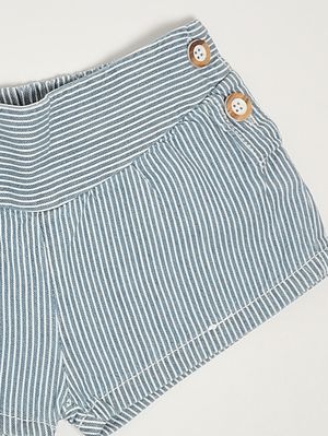 3. Pantaloncino neonata in cotone Bianco-Azzurro
