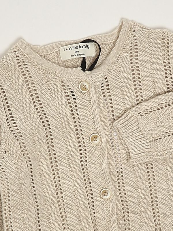 3. Cardigan neonata in cotone e lino Beige 1+ in the family xelida