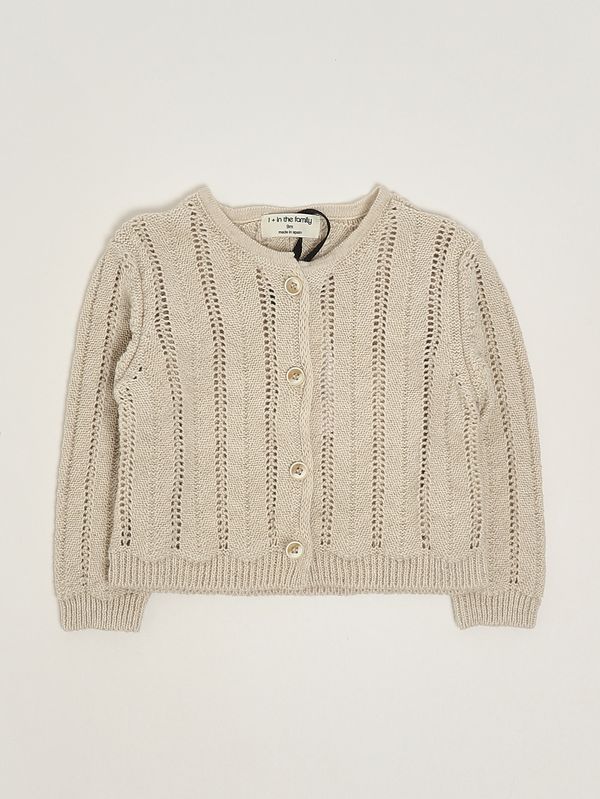 Cardigan neonata in cotone e lino Beige 1+ in the family