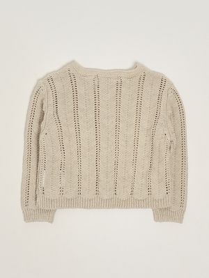 2. Cardigan neonata in cotone e lino Beige