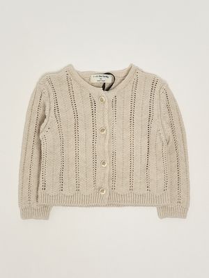 1. Cardigan neonata in cotone e lino Beige