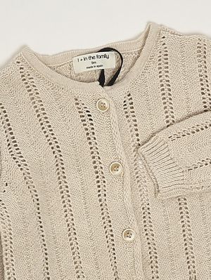 3. Cardigan neonata in cotone e lino Beige