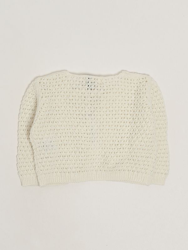 2. Cardigan neonata in cotone e lino Ecrù 1+ in the family fontanilles