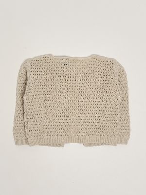 2. Cardigan neonata in cotone e lino Beige