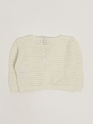 2. Cardigan neonata in cotone e lino Ecrù