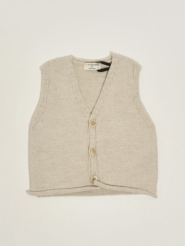 Gilet neonato in cotone e lino Beige 1+ in the family