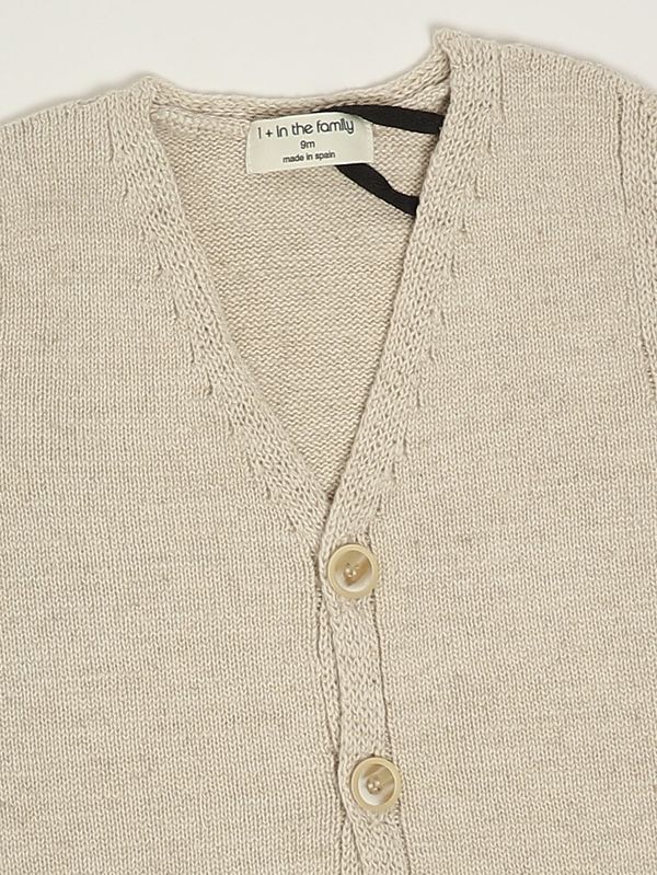 3. Gilet neonato in cotone e lino Beige 1+ in the family gino