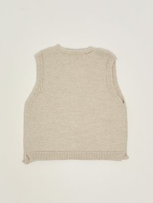 2. Gilet neonato in cotone e lino Beige