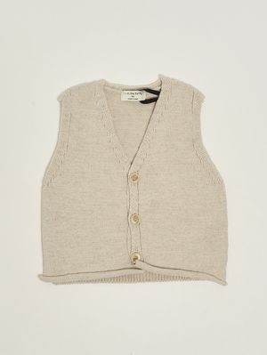 1. Gilet neonato in cotone e lino Beige