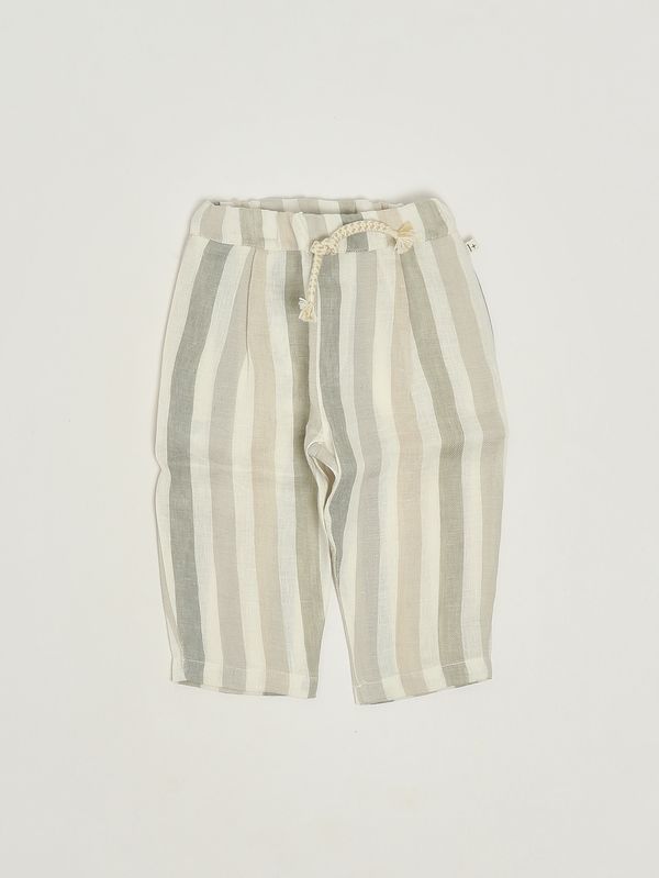 Pantalone neonato in lino Beige-Verde 1+ in the family