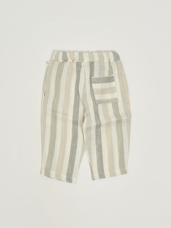 2. Pantalone neonato in lino Beige-Verde 1+ in the family regencos