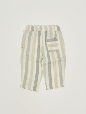 2. Pantalone neonato in lino Beige-Verde