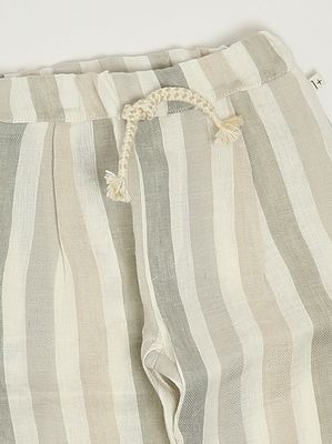 3. Pantalone neonato in lino Beige-Verde