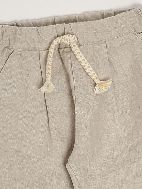 3. Pantalone neonato in lino e cotone Beige 1+ in the family castell