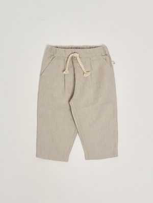 1. Pantalon en lin et coton pour bébé garçon Beige