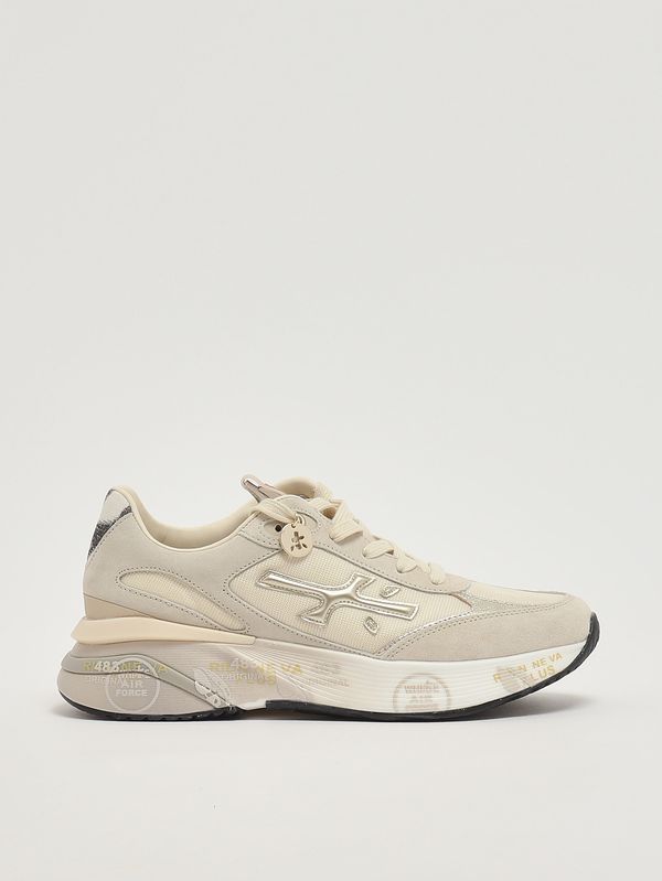 PREMIATA Sneakers Donna Conny_6671 In Camoscio E Nylon – Colore Crema, Suola Oversize In Gomma