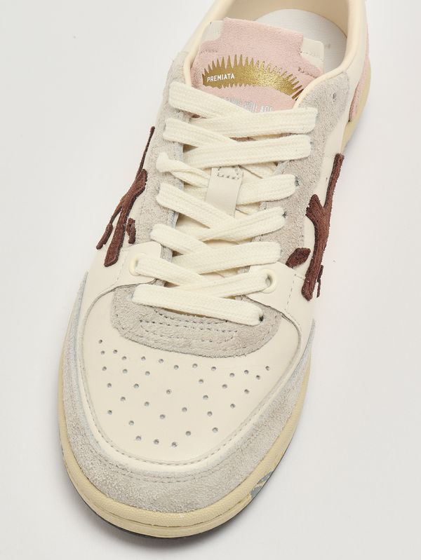 5. Sneakers femme BSKT Clayd 8284 en cuir Beurre-Brun-Rose Premiata bsktclad8284