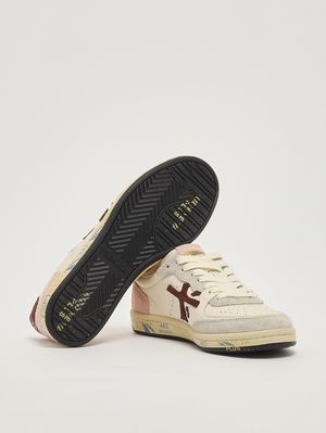 4. Sneakers femme BSKT Clayd 8284 en cuir Beurre-Brun-Rose