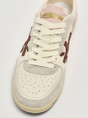 5. Sneakers femme BSKT Clayd 8284 en cuir Beurre-Brun-Rose