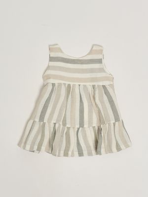 1. Abito neonata in lino Beige-Verde