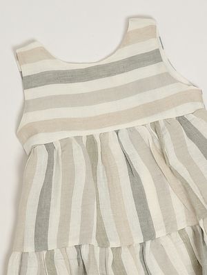 3. Abito neonata in lino Beige-Verde