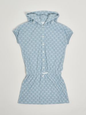 1. Vestido de niña de rizo de algodón. Azul
