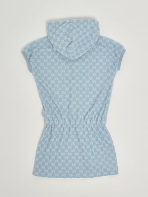 2. Vestido de niña de rizo de algodón. Azul