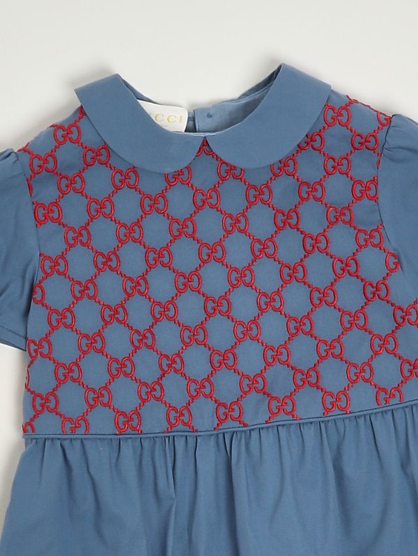 3. Abito neonata in cotone stretch Azzurro-Rosso Gucci 856521zb365
